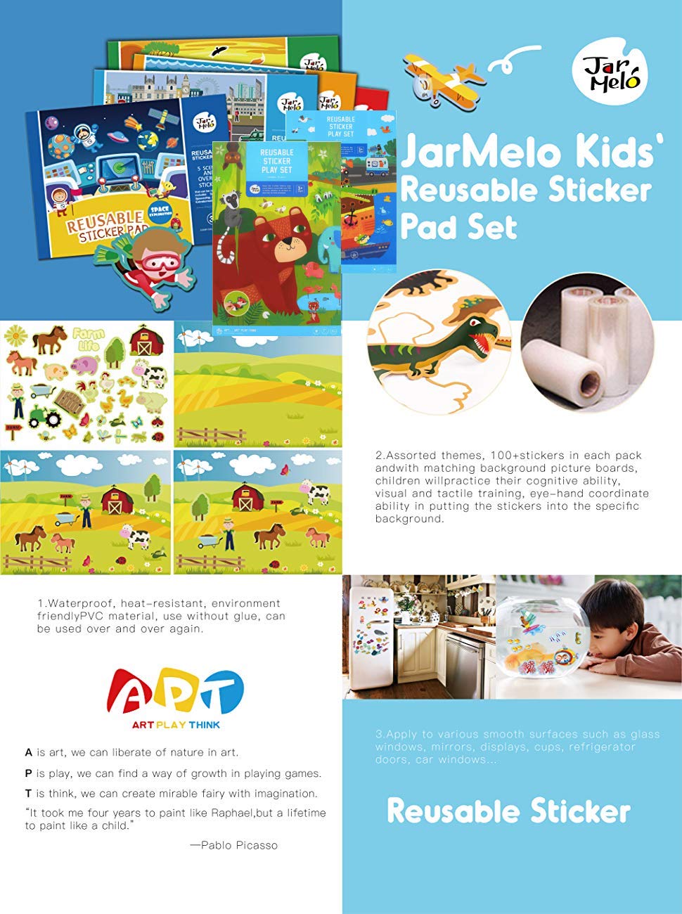 joan miro jar melo reusable sticker pad sticker book